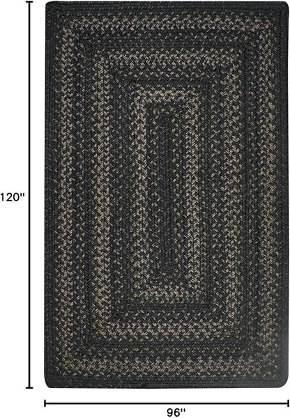 Homespice Jet Black Jute Rug 8x10' – Primitive Braided Rugs for Living Room and Dining Room