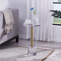LIKENOW Furniture Acrylic Side Table,Clear Small Round End Table for Living Room,Bedroom,Office | Modern Nightstand with Gold Post for Drink,Food,Snack,Assembly