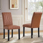 VECELO Upholstered Dining Chairs Set of 2, Modern PU Leather Accent Parsons, Solid Wood Legs w/Rubber Footpads, for Living Room Kitchen, Brown