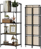 Crofy No Assembly Folding Bookshelf for Living Room, 4 Tier Black Collapsible Book Shelf for Home Office, Portable Bookcase Storage Organizer
