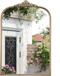 30" x 40" Antique Gold Arched Mirror for Wall, Vintage Brass Bathroom Mirror with Metal Frame, Bronze Ornate Gold Vanity Mirror for Entryway, Mantel, Powder Room
