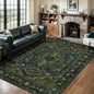 Tangsoo 5x7 Area Rug Washable Rug for Living Room, Vintage Indoor Non Slip Large Area Rugs, Print Distressed Rust Carpet, Soft Low Pile Foldable Floor Rug for Bedroom Dining Room Dorm Olive Green