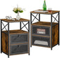VECELO End Tables Set of 2 with Storage Space,Flip Door Night Stand for Living Room,Bedroom,Small Space,Rustic Brown