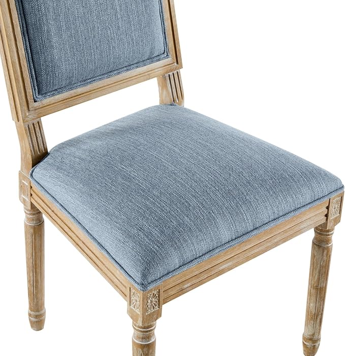 Merax Upholstered Solid Wood Dining Chairs Set of 2, French Country Style Accent Side Seating Furniture for Kitchen, Living Room, Cushioned Back, Slate Blue