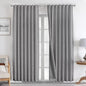 Joydeco Natural Linen Curtains 120 inch Length 2 Panels Set Burg 100% Blackout Patio Door Curtain Room Darkening Sliding Door Curtains Thermal Insulated Back tab Rod Pocket(105x120 inch, Light Grey)