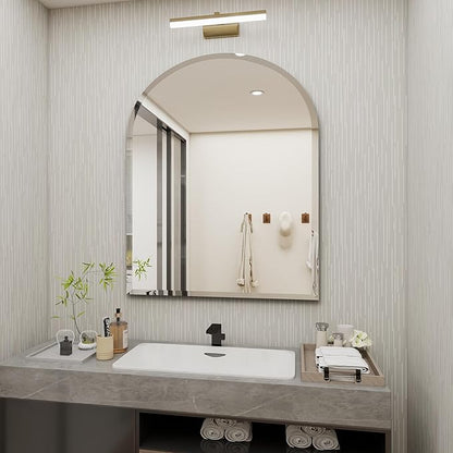 Arched Bathroom Mirror, 28X36 inch Arched Frameless Mirror, Arch Wall Mirror，Frameless Mirrors for Bathroom,Beveled Bathroom Mirror.