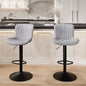 YOUNIKE Grey Bar Stools Set of 2 Modern Kitchen Counter Height Bar Chairs with Backs Faux Leather Upholstered Barstools Swivel Tall Adjustable Padded Breakfast Island Chair with Sturdy Metal Leg