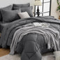 HEVUMYI King Comforter Set - 7-Piece All Season Bed in a Bag King, Ultra Soft Bedding Set with Comforter, Flat Sheet, Fitted Sheet, Pillowcases, Pillow Shams, Dark Grey