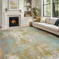 Washable Area Rugs 8'x10' Non-Slip Modern Abstract Soft for Living Room Entryway Bedroom Nursery, Print Pattern, Teal Blue Taupe