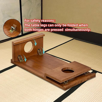 Foldable Japanese Coffee Table，Folding Japanese Floor Table，Natural Brown Coffee Table, Minimalist Tatami Table, Suitable for Living Room,Dining Room, Etc. (Natural Brown, 39.4″x19.7″x11.8″)