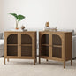 Nathan James Mason TV Stand, Free Standing Accent Sideboard Buffet, Credenza with Glass Doors and Adjustable Shelf in Brushed Light Brown Wood for Dining Room, Entryway and Living Room, Set of 2