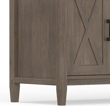SIMPLIHOME Ela SOLID WOOD 72 inch Wide Transitional TV Media Stand in Smoky Brown For TVs up to 80 inches for the Living Room and Entertainment Center