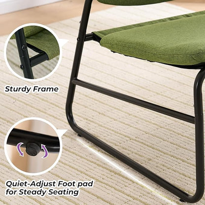 DAICO Modern Accent Chair Comfy Living Room Chair Armless Sling Accent Chairs Upholstered Side Sitting Chairs with Metal Frame for Office Reception Reading Bedroom Waiting Room, Green