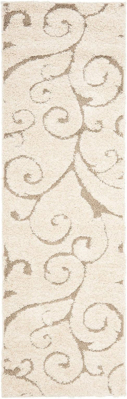 SAFAVIEH Florida Shag Collection Accent Rug - 3'3" x 5'3", Grey, Scroll Design, Non-Shedding & Easy Care, 1.2-inch Thick Ideal for High Traffic Areas in Entryway, Living Room, Bedroom (SG455-8013)