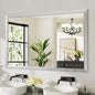 55x36 Inch Silver Bathroom Mirror for Wall, Thick Metal Framed Rectangle Mirrors for Over Sink, Bedroom, Living Room, Entryway, Anti-Rust, HD Tempered Glass