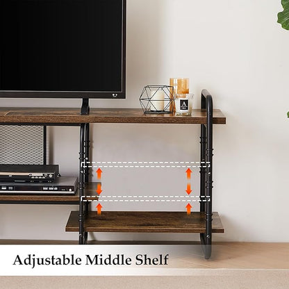 VECELO TV Stands up to 75 Inch,Entertainment Center/Media Console Table with Adjustable Storage Shelves for Living Room/Bedroom