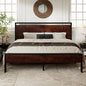 Allewie King Size Platform Bed Frame with Wooden Headboard and Footboard, Heavy Duty 12 Metal Slats Support, No Box Spring Needed, Under-Bed Storage, Noise Free, Easy Assembly, Mahogany