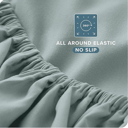 Bare Home King Sheet Set - Luxury 1800 Ultra-Soft Microfiber King Bed Sheets - Double Brushed - Deep Pockets - Easy Fit - 4 Piece Set - Bedding Sheets & Pillowcases (King, Sea Spray)