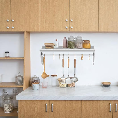 12''x24'' Wall Mounted Stainless Steel Shelf with Suspension Rod, NSF Commercial Metal Wall Mounted Floating Shelf for Kitchens, Restaurants, Food Trucks, Garages, Homes and Hotels