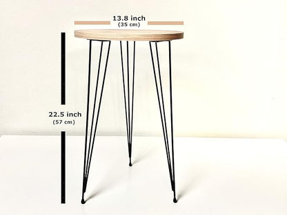 PAK HOME Set of 2 High Gloss Gold End Tables Round Wood Sofa Side Coffee Tables for Small Spaces, Nightstand Bedside Table with Metal Legs for Bedroom, Living Room, Office, Balcony