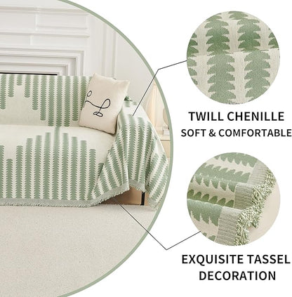 HAOMAIJIA Boho Sofa Covers Couch Covers for 3 Cushion Couch Sofa Pet Friendly Soft Thick Couch Cover for Dogs Washable Sectional Couch Covers L Shape Furniture Protector (Sage Green, 91"x150")