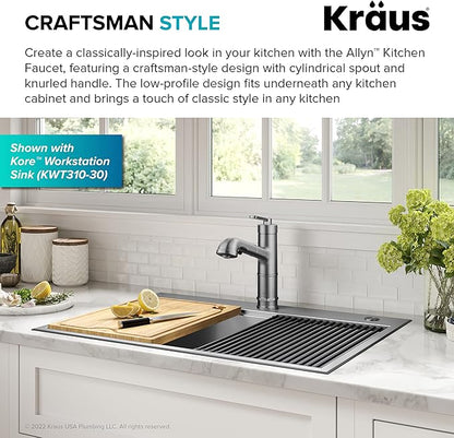 KRAUS Allyn Pull-Out Single Handle Kitchen Faucet in Spot-Free Stainless Steel, KPF-4103SFS