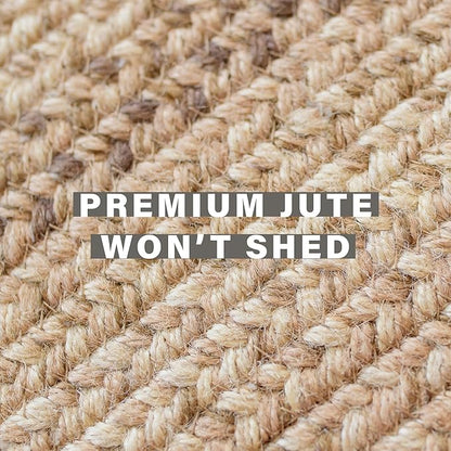Homespice Cookie Dough Brown Jute Rug 20x30 - Country Style Farmhouse Braided Rugs for Kitchen