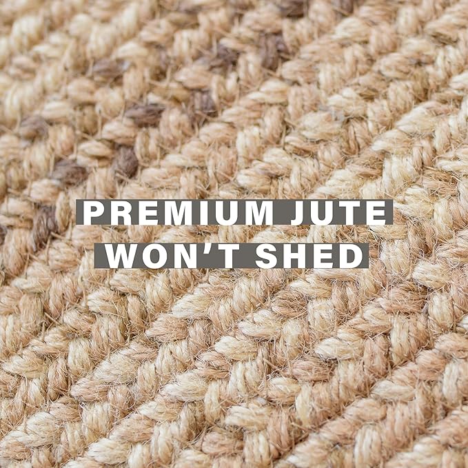 Homespice Cookie Dough Braided Jute Brown Rug 8x10' - Rustic Country Rugs for Living Room and Dining Room