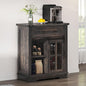 DWVO Farmhouse Coffee Bar Cabinet, Sideboard Buffet Cabinet with Drawer & Adjustable Shelves, Storage Cabinet with Sliding Barn Door for Kitchen and Living Room, Dark Rustic Oak