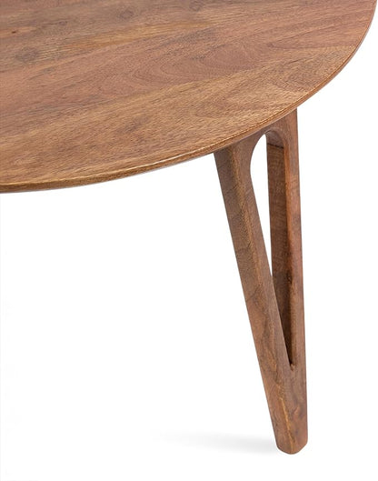 Kate and Laurel Kershaw Mid-Century Modern Round Coffee Table, 30 x 30 x 19, Walnut Brown, Transitional Circle Living Room Table with Solid Mango Wood Construction and Tapered Hairpin Legs