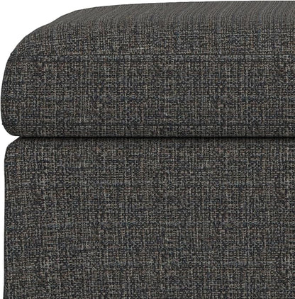 SIMPLIHOME Owen 36 inch Wide Mid Century Modern Square Coffee Table Storage Ottoman in Ebony Tweed Look Fabric, Assembled, for the Living Room, Entryway and Family Room