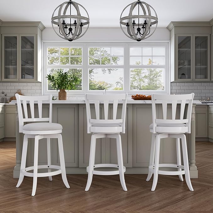 HILLSDALE Presque ISLE Wood Counter Height Swivel Stool White