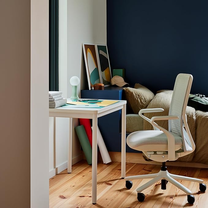 Branch Daily Desk - Functional at Home Office Desk with Effortless Assembly, Timeless Design, Rounded Corners, and Built-in Cable Notch - 36” W x 28.5” H x 24” D - White Work Table