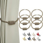 BEL AVENIR Magnetic Curtain Tiebacks, Decorative Drapery Holdbacks Modern Woven Tie-Backs with Exquisite Knot (Flaxen, 6 Pack)