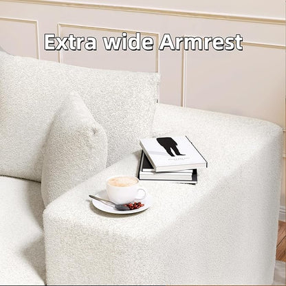 Cloud Sectional Couch, 104”L-Shape Oversized Sofa with Right Chaise Lounge, Modular Sleeper Couch with Pillows & Deep Seat, Rain Drop Velvet Fabric Compressed Sofa for Living Room, Beige