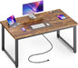 Huuger 48 x 24 inch Desk with Power Outlets & USB-C, Deeper & Thicker Desktop, Robust Metal Tubes, Computer Desk, Heavy Duty Office Desk, Work Gaming Desk for Home Office, Rustic Brown