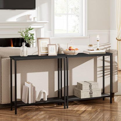 HOOBRO 29.5" Narrow Console Table, Small Entryway Table with Shelf, 2 Tier Thin Sofa Table, Behind Couch Table, Side Table, for Hallway, Living Room, Bedroom, Black BB74XG01