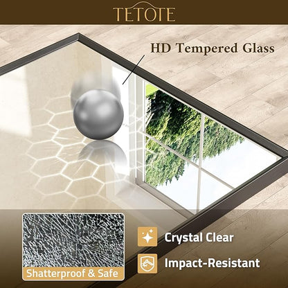 TETOTE Black Bathroom Vanity Mirror Beveled Frame 48" x 24" Black Rectangle Metal Framed Bathroom Wall Mirror for Over Sink, Tempered Glass, Modern Farmhouse Bedroom, Entryway, Living Room