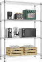 1000 lbs 4Tier Shelf Metal Storage Shelves Wire Rack Closet Organizers with Wheel for Garage Kitchen Bathroom Laundry Chrome 13.7" D x 29.5" W x 47.2" H
