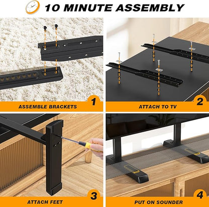 5Rcom Universal TV Stand, Large TV Legs for 37-86 Inch Flat Curved TVs with Cable Management, 6 Height Adjustment Table Top TV Mount Stand Up to 150lbs, Black