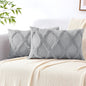 decorUhome Throw Pillow Covers 12x20 Inch Set of 2, Soft Plush Faux Fur Wool Lumbar Grey Couch Pillow Covers, Decorative Neutral Pillow Cases for Bed Sofa Living Room Home Decor