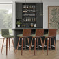 Armen Living Vienna Modern Swivel 30" Bar Height Barstool with Vintage Green Faux Leather and Walnut Wood Finish