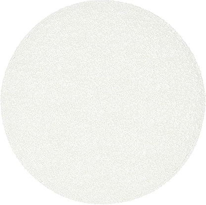 Bouclé Ottoman with Wooden Base – 22” Round Upholstered Footrest, Cream Textural Fabric, Modern Accent Stool for Living Room & Bedroom