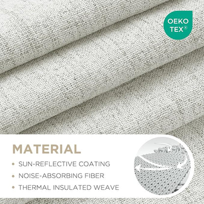 Joydeco 100% Blackout Curtains for Bedroom - Natural Linen Curtains 42" W x 96" L, Thermal Insulated 2 Panels White Light Blocking Drapes, Rod Pocket & Back Tabs, Darkening Privacy for Living Room