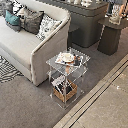 Clear Acrylic Side Table Nightstand, Modern End Table, Coffee Table for Bedroom, Living Room, Bathroom, Easy Assembly, 15.7'' L x 11.8'' W x 22.6'' H