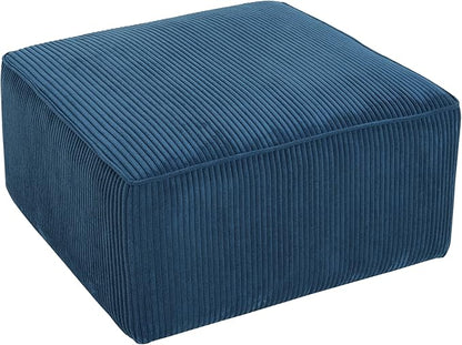 Christopher Knight Home Isa Corduroy Ottoman Footstool, Square Pouf Poufee Footrest Ottoman Large Seat, Modern Side Table for Living Room Bedroom Home Decor, Navy Blue, 30"