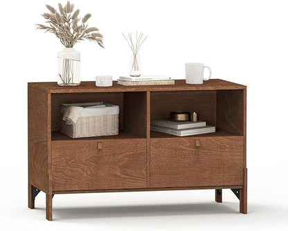 Sebastack TV Stand, Expandable Television Stand, Customizable Coffee Table with Drawer, Entertainment Center and Media Console with Storage for Living Room, Bedroom, 31 inch Walnut Color (1 pcs)