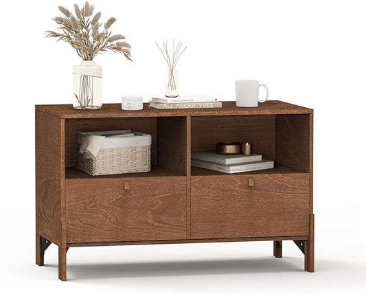 Sebastack TV Stand, Expandable Television Stand, Customizable Coffee Table with Drawer, Entertainment Center and Media Console with Storage for Living Room, Bedroom, 31 inch Walnut Color (1 pcs)