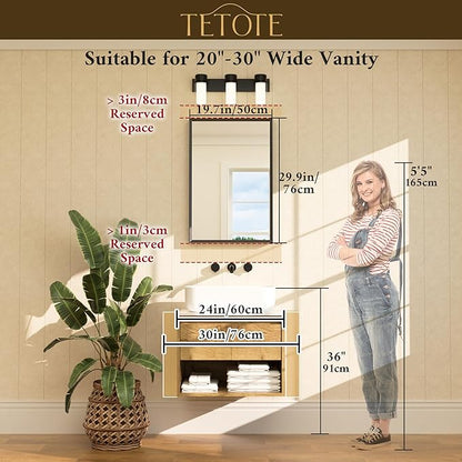 TETOTE Brushed Gold Bathroom Mirror 20" x 30" Brushed Gold Brass Rectangle Beveled Framed Bathroom Vanity Mirror for Over Sink, Tempered Glass, Modern Farmhouse Bedroom, Entryway, Living Room