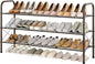 Hoctieon 3 Tier Mesh Style Shoe Rack, Entryway Shoe Shelf, Shoe Storage Organizer, Shoe Rack for Closet, Space Save for Bathroom, Garage, Hallway, Bedroom, Living Room, Brown